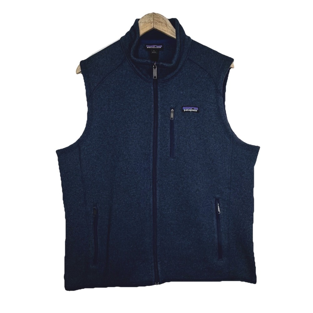 Patagonia Better Sweater Vest Men's Large Navy Fleece Lined Sleeveless Full Zip